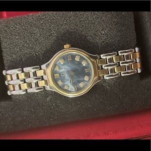 Omega Deville symbol stainless steel and 18k yellow gold 8 diamonds 24mm dial